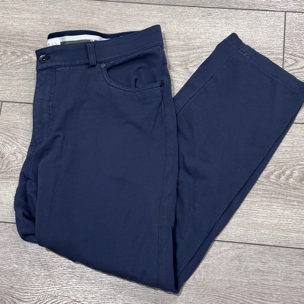 Brax Style Chuck Pants Mens 38/34 Navy Blue Hi-Flex Jersey 5-Pocket Casual‎